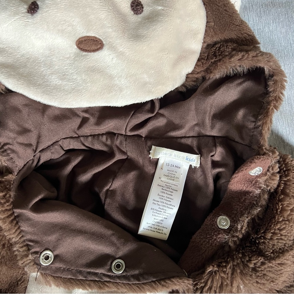 Pottery Barn Kids Plush Monkey Costume Toddler 12-24 Months Easy Snap Cozy - Picture 2 of 7